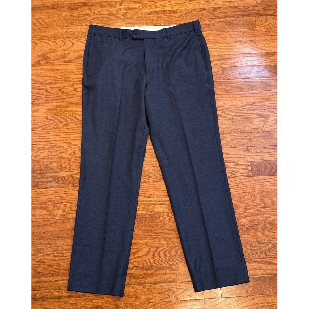 New Brooks Brothers Regent Fit Wool Dress Pants Men 38x30 Navy Windowpane